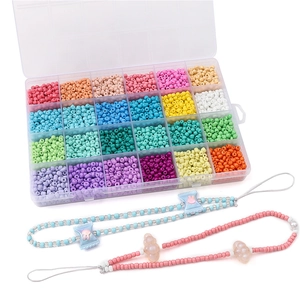 Set fai da te di perline di vetro in 24 colori per gioielli e ciondoli per cellulari
