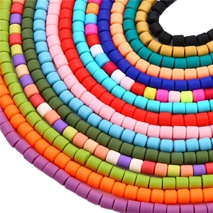 Perles colorées en pâte polymère pour bijoux DIY avec disques intercalaires cylindriques mats