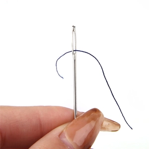 25-piece self-threading sewing needles set with easy-thread eye and plastic storage tube