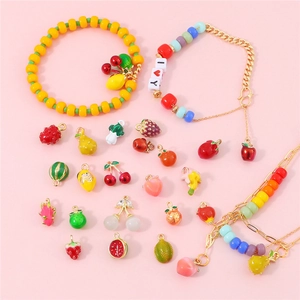 Variety of fruit charms like strawberry and watermelon for DIY jewelry making