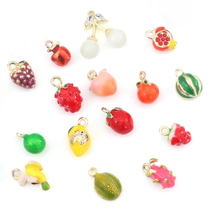 Assorted colorful fruit pendants in alloy and enamel for DIY jewelry making sets