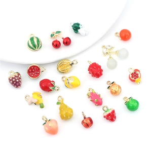 DIY fruit charms set including strawberry cherry watermelon and banana for jewelry making