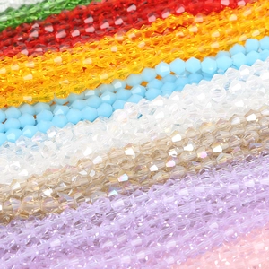 Macro shot of 6mm multi-colored bicone crystal glass beads for DIY jewelry making