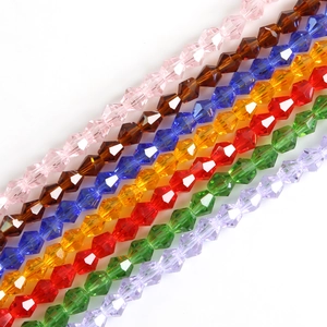 Macro shot of colorful 6mm faceted crystal beads for DIY jewelry making and crafts