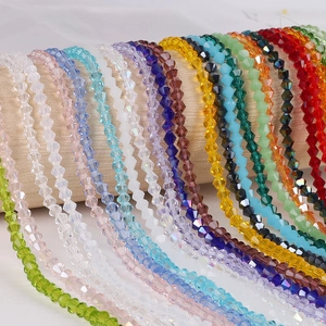 Macro view of multi-color 6mm bicone crystal beads for DIY jewelry making