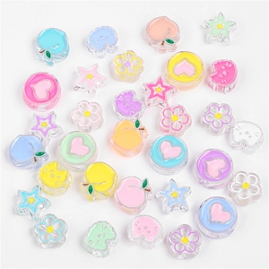 Perline acriliche colorate macaron a forma di stella cuore e fiore per gioielli DIY