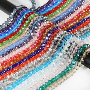 Faceted Glass Crystal Beads Strand Colored Rondelle Beads For DIY Jewelry Making Bracelet Necklace Craft Accessories
