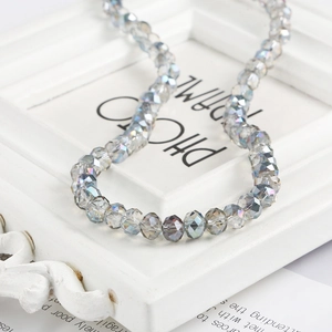 Faceted 8mm crystal glass rondelle beads with AB iridescent finish for DIY jewelry making