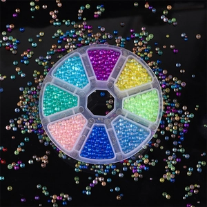 Regenbogen Bubble Beads DIY Set mit 7 Farben in runder Box für Nagelkunst Deko