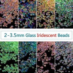 Aurora Glass Micro Beads No Hole Colorful Bubble Beads For DIY Resin Filling Nail Art Accessories Jewelry Making Supplies