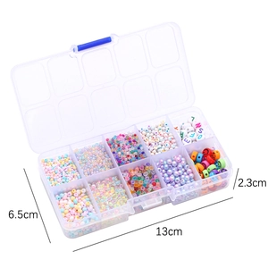 10-grid DIY seed bead set with colorful alphabet beads in a 13x6.5x2.3cm storage box