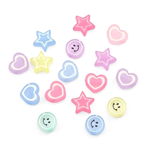 Set perline acriliche macaron con stelle cuori e sorrisi per creazione gioielli fai da te