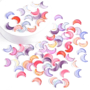 Acryl Crescent Moon Perlen Für DIY Schmuckherstellung Bunte Transparente Glitter Moon Charms Für Ohrringe Armband Zubehör