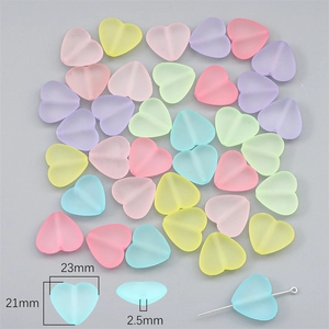 Perline in acrilico opaco a forma di cuore in colori macaron per gioielli e accessori DIY