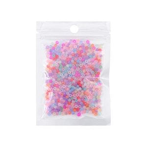 Mixed matte pastel glass seed beads for DIY jewelry making in a transparent poly bag