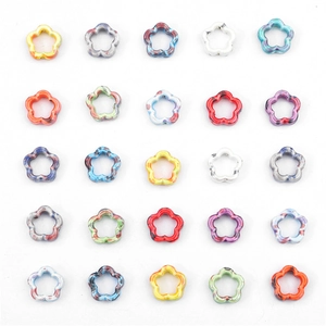 Colorful floral ceramic beads with ink-wash marble patterns for DIY jewelry making