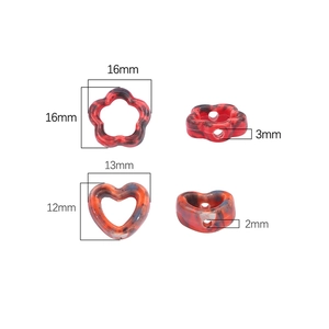 Ink marble pattern flower and heart ceramic beads for DIY jewelry making accessories
