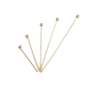 5-piece set of gold-plated copper ball head pins in varying lengths for DIY jewelry making