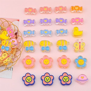 Colorful resin flower bear and duck beads for DIY jewelry making and phone chain crafts