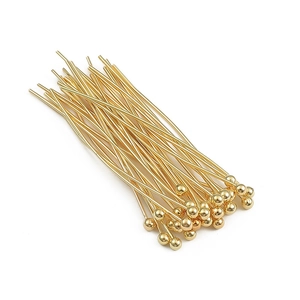 DIY jewelry making ball head pins in 14K gold plated copper for earrings and crafting