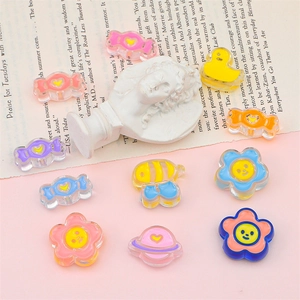 Colorful resin flower bear candy charms for DIY handmade mobile phone chains jewelry