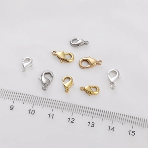 Chiusure a moschettone in oro 14k e argento per gioielli con righello per dimensioni