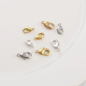 Chiusure a moschettone in oro 14k e argento in varie dimensioni per gioielli fai-da-te