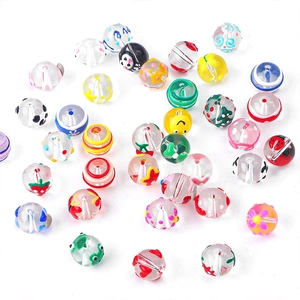 Hand-painted glass beads in various colorful patterns for DIY jewelry and bracelet making