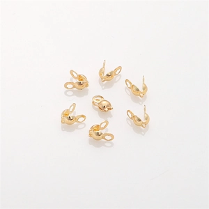 14K 18K Gold Plated Bead Tips Calottes Double Loop Shell Clasp For DIY Necklace Bracelet Jewelry Making Findings Accessories