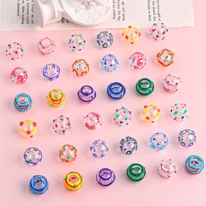 Perline di vetro colorate fatte a mano con motivi per creazione di gioielli fai da te