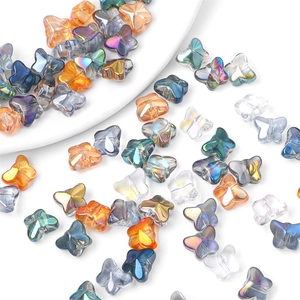 Macro shot of iridescent aurora butterfly crystal glass beads for DIY jewelry making