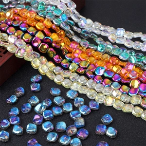 Rhombus plated crystal glass beads in vibrant iridescent colors for DIY jewelry making