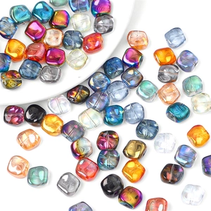 Colorful rhombic crystal glass beads with aurora electroplating for DIY jewelry making