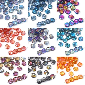 Iridescent Rhombic Glass Beads For DIY Jewelry Making Square Crystal Loose Spacer Beads For Bracelet Necklace Earring Handmade Supplies