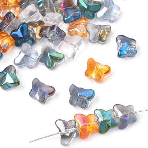 Butterfly Shape Glass Beads Aurora Color Plated Loose Beads For DIY Jewelry Making Handmade Bracelet Necklace Accessories