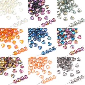 Heart Shaped Glass Beads Iridescent Colorful Crystal Loose Beads For DIY Jewelry Making Bracelet Earring Accessories Electroplated Water Drop Peach Heart Beads