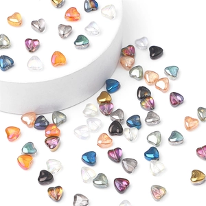 Colorful heart-shaped glass beads with vertical holes for DIY jewelry and crafts