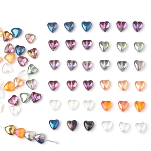 Colorful heart-shaped crystal glass beads with drill holes for DIY jewelry making