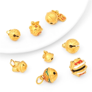 Pendentifs clochettes en émail doré avec tigre et porte-bonheur pour bijoux DIY