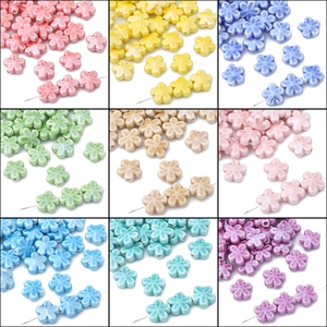 Ceramic Five-Petal Flower Loose Beads For DIY Jewelry Making Bracelet Necklace Handmade Craft Flower Shaped Glazed Beads