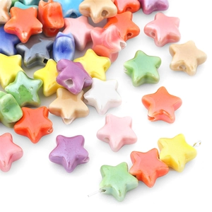 Colorful star-shaped ceramic beads with glossy finish for DIY jewelry necklaces and bracelets