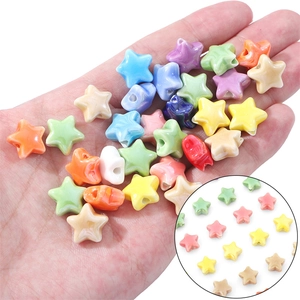 Colorful ceramic star beads for DIY jewelry making in various pastel macaron colors