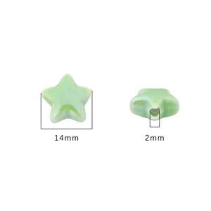 Pastel green ceramic star beads 14mm with 2mm hole for DIY jewelry making and handmade crafts