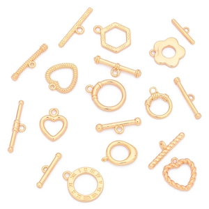 18k gold plated OT toggle clasps in various geometric shapes for DIY jewelry making