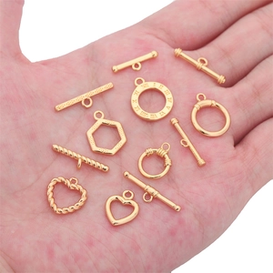 Collection of 18k gold plated OT toggle clasps with Roman numerals for jewelry DIY