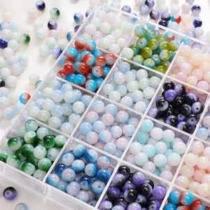 Gekleurde glazen kralen set met 15 vakken opbergdoos voor DIY sieraden maken