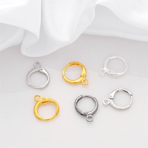 Dormeuses de Boucles d'Oreilles en Cuivre Anneaux Ronds Accessoires Connecteur Avec Boucle Fermée Pour Création Bijoux DIY