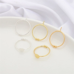Basi per anelli regolabili placcate oro 18K in oro e argento per creazione gioielli DIY