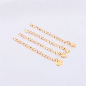 Cadenas de extensión bañadas en oro 18K con colgantes de corazón y estrella DIY