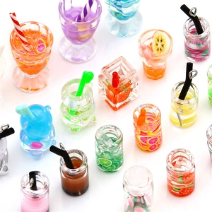 Colgantes de resina de bebidas en miniatura para pendientes y accesorios de joyería